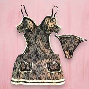 NWT Victoria's Secret 2009 French Maid Lingerie Set Y2K Retro Valentine's (36B)
